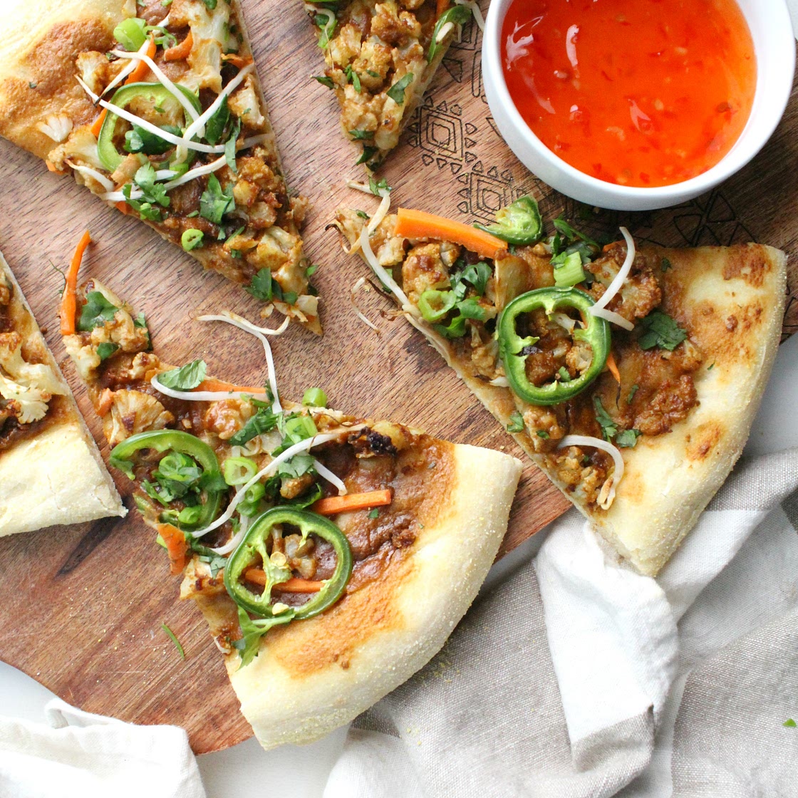 Roasted Cauliflower Vegan Thai Pizza