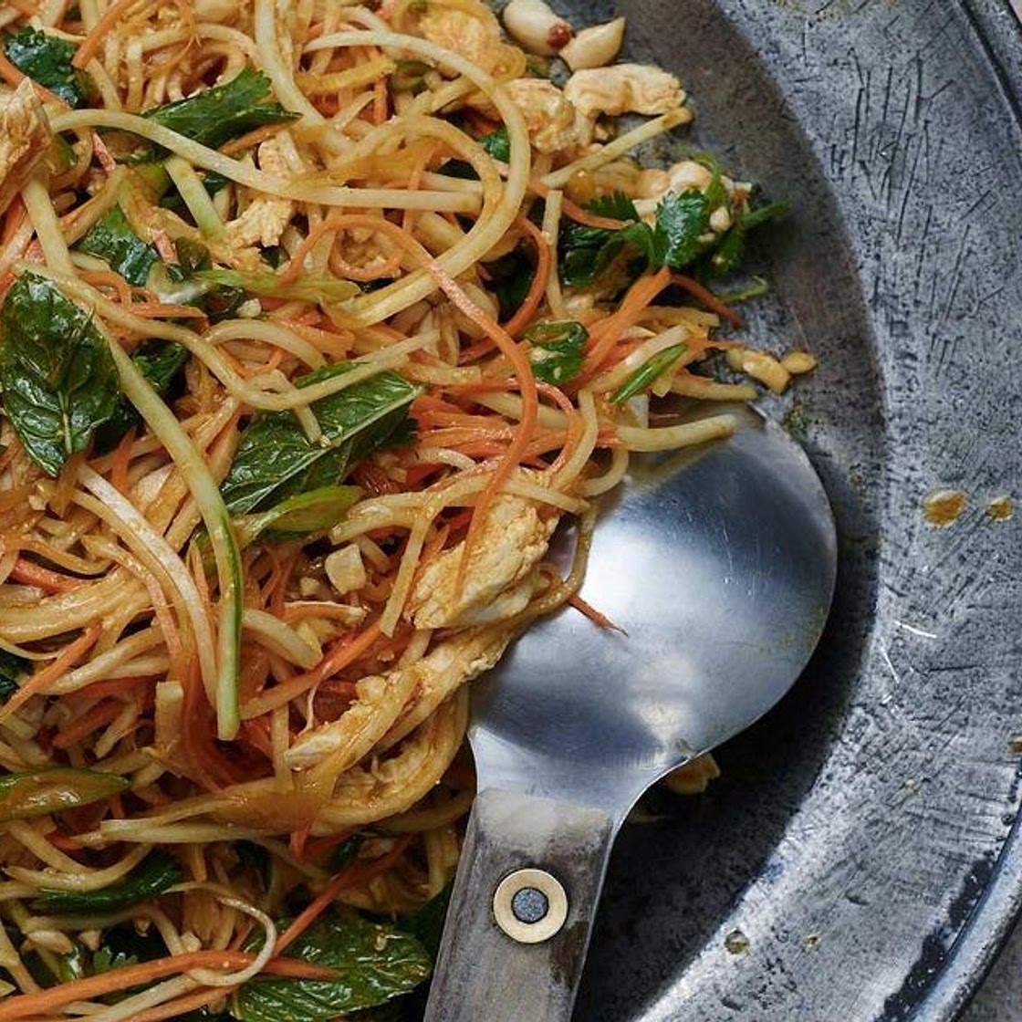 Burmese Chicken Salad, Turmeric, Chilli, Lime, Peanuts