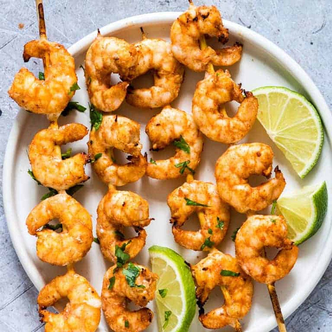 Cilantro Lime Air Fryer Shrimp Skewers