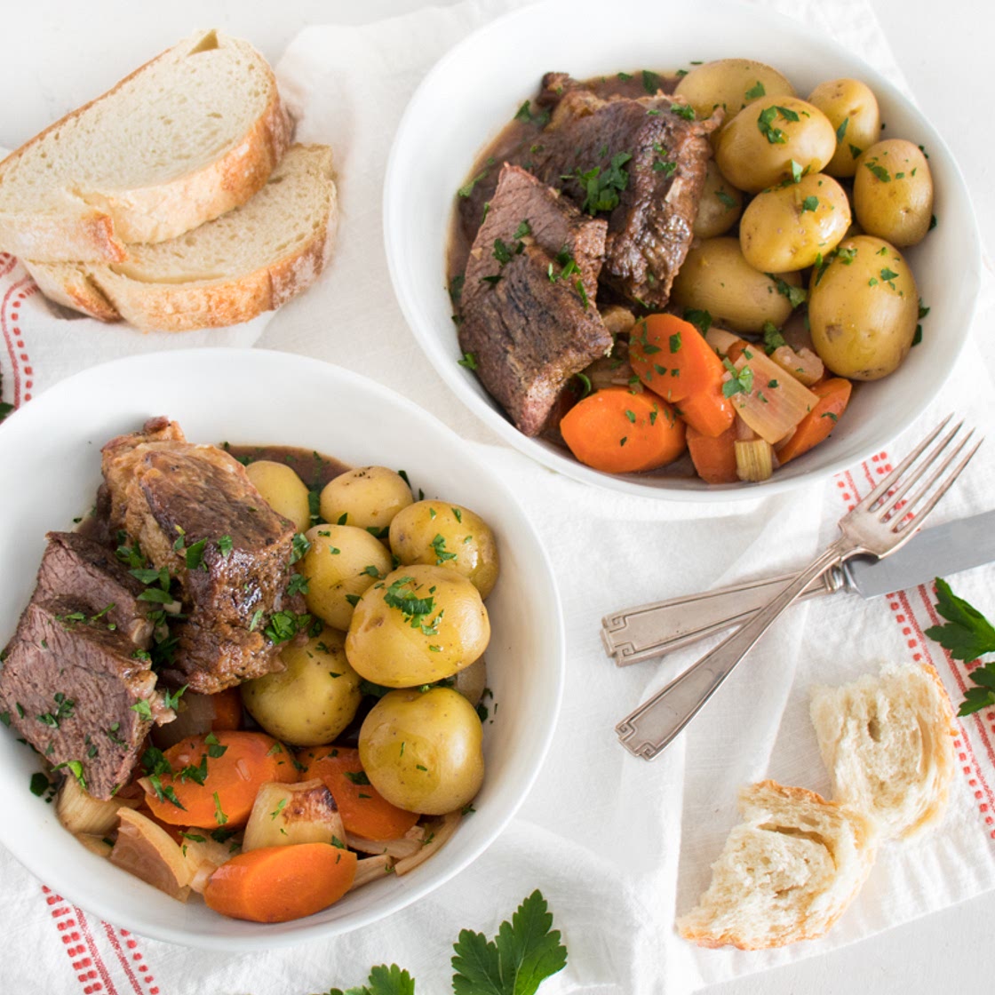 Red Wine and Butter Pot Roast with New Potatoes