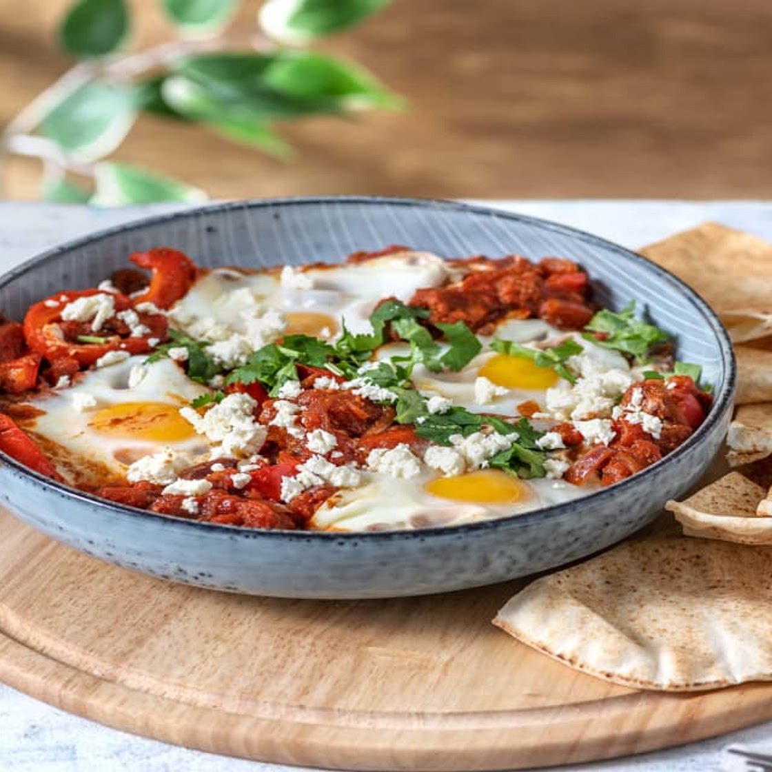 Chorizo Shakshuka with Salad & Flatbreads