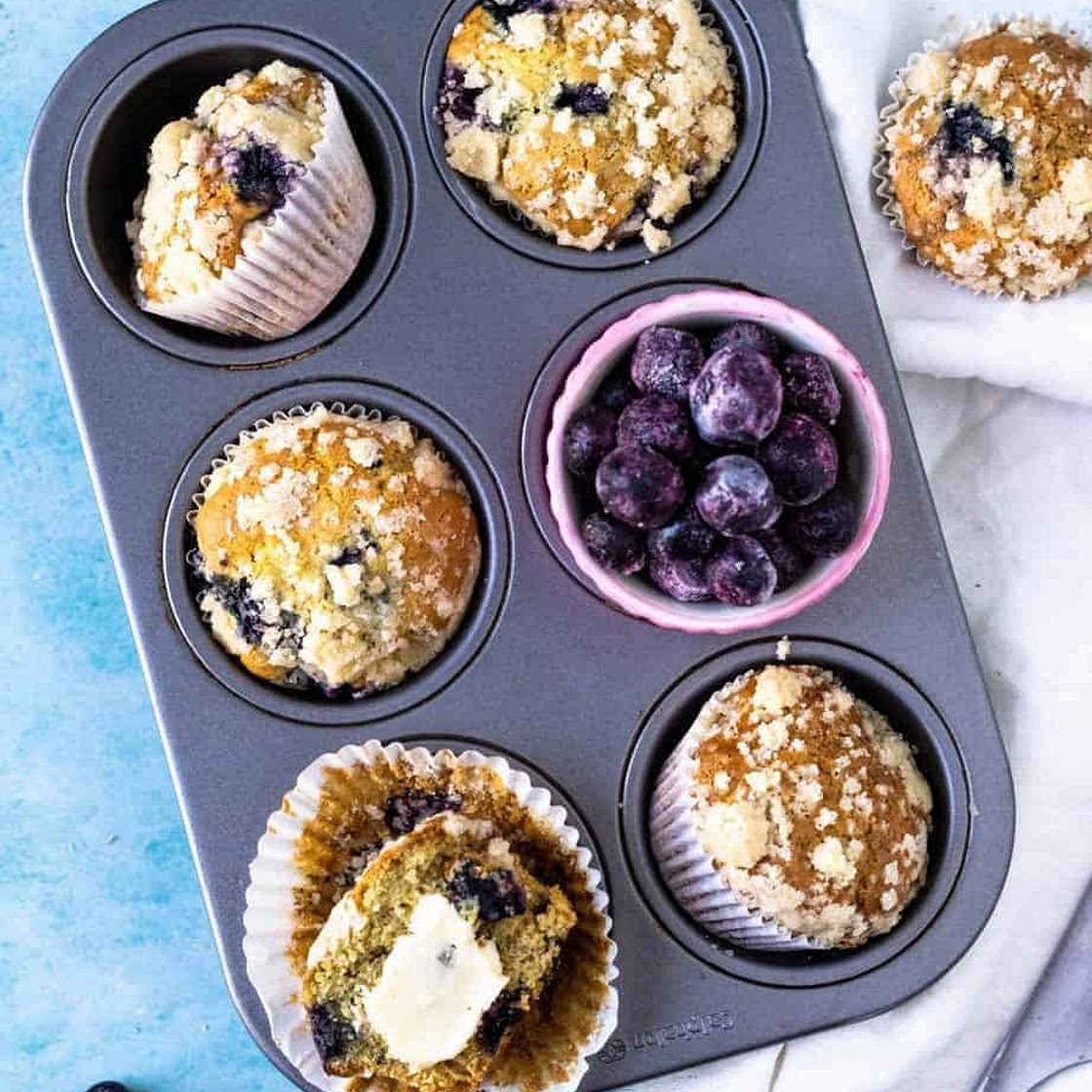 Blueberry Muffins with Frozen Blueberries