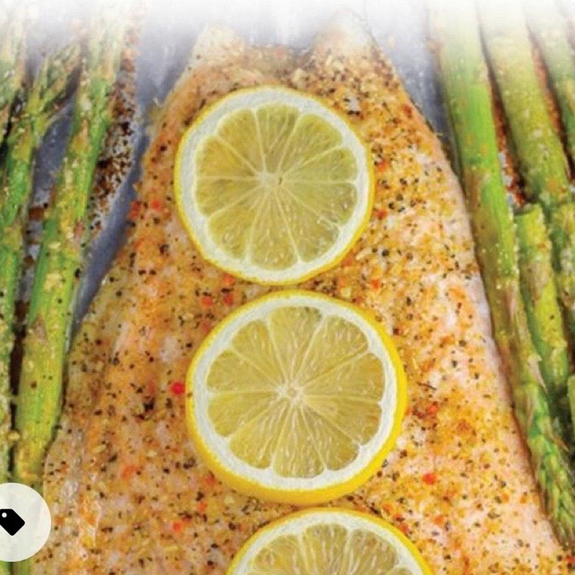 One-pan Lemon Pepper Salmon with Garlic Permesan Asparagus 