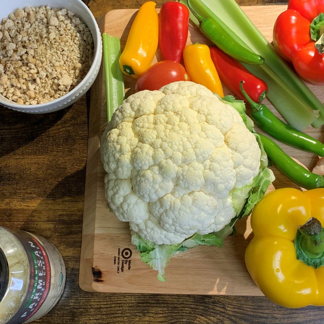 Baked Cauliflower, Chicken Breast, & Chili Breakfast