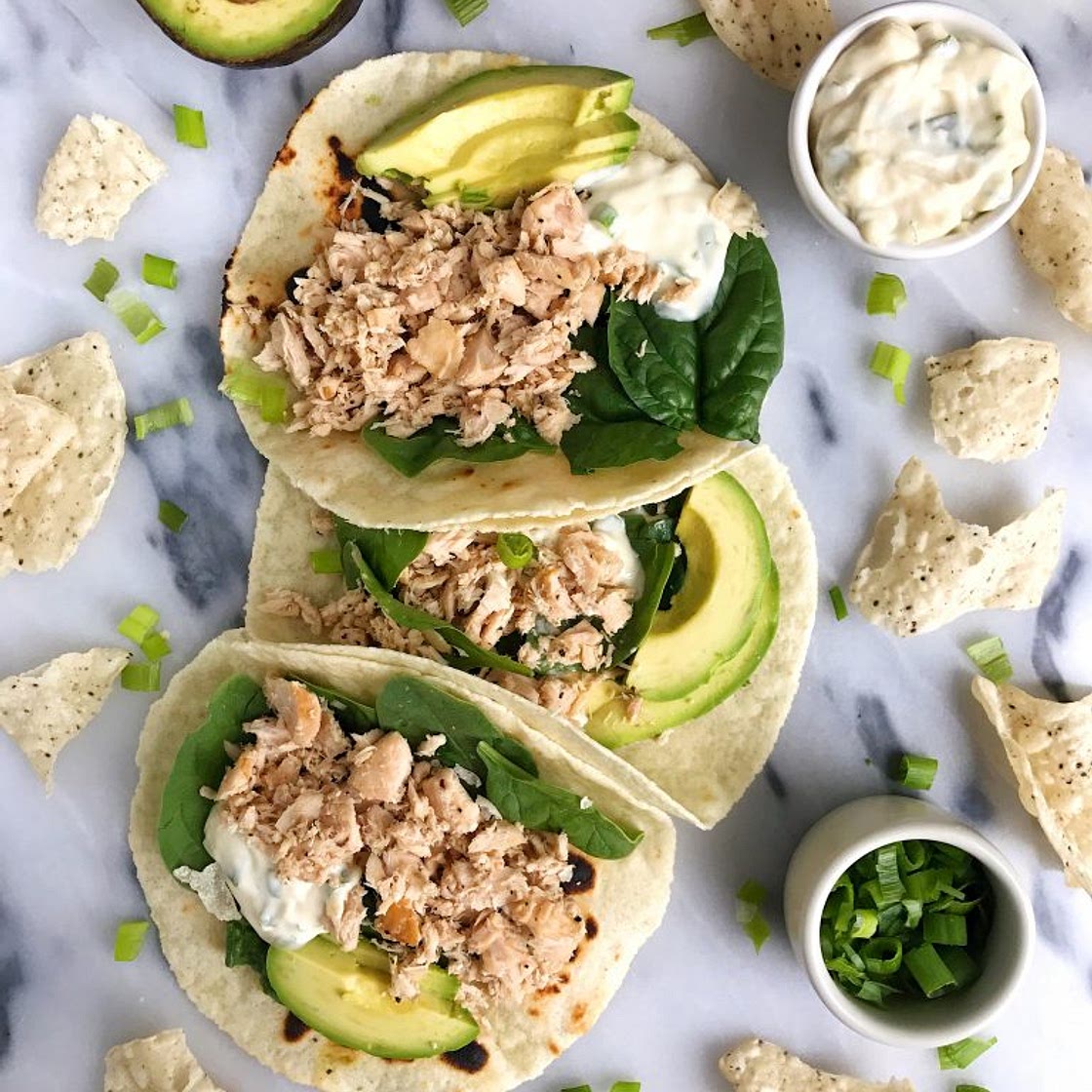 Easy Canned Tuna Tacos with Scallion Crema