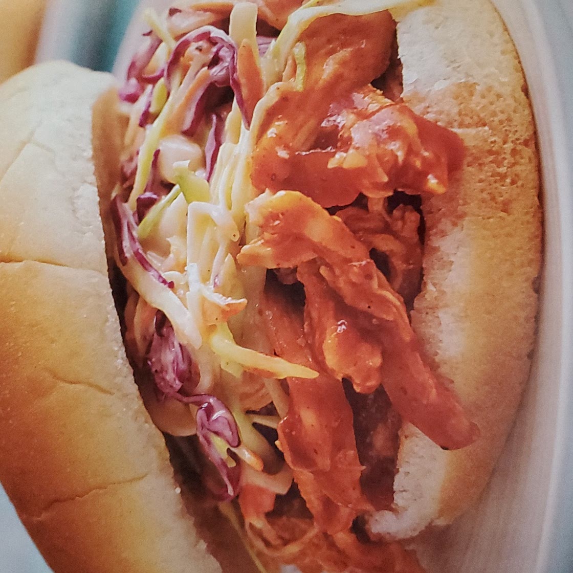 PULLED BARBECUE CHICKEN AND COLESLAW SANDWICHES