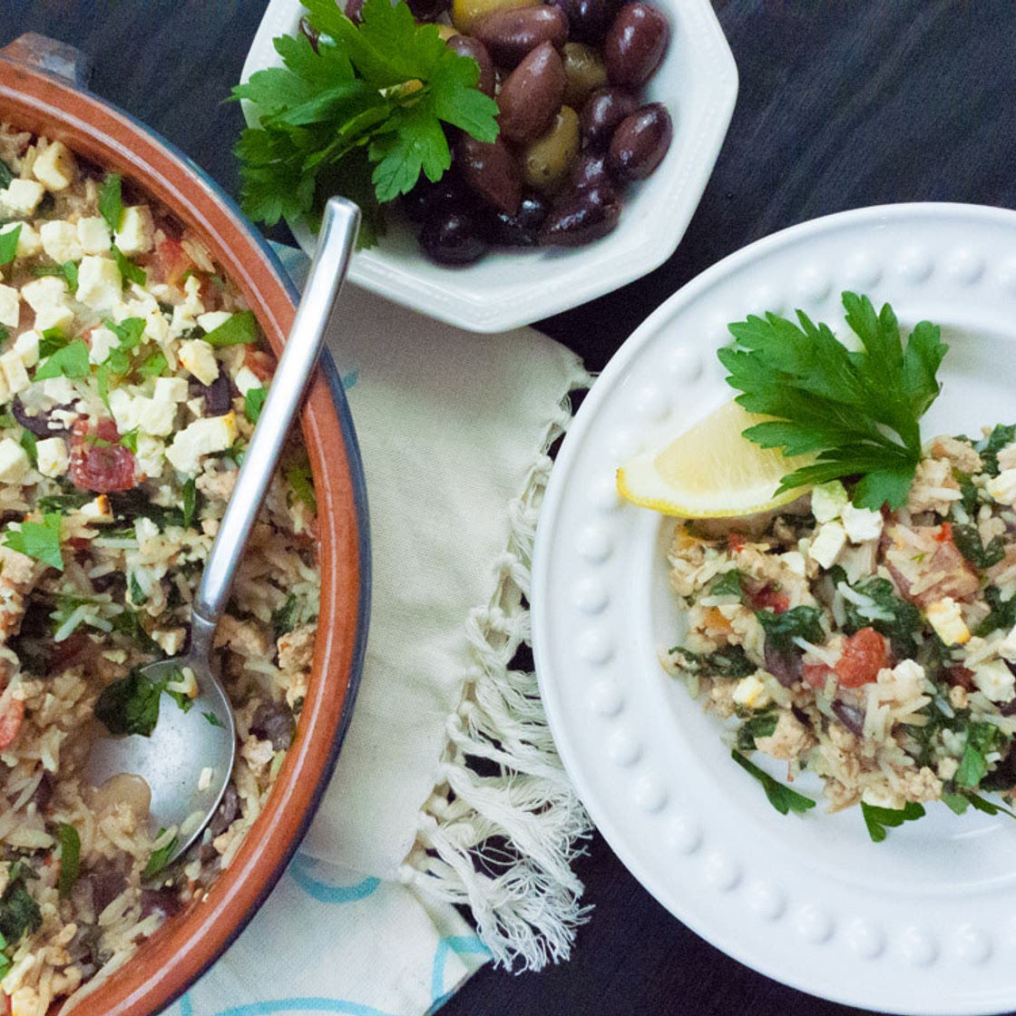 Greek Rice Casserole with Ground Turkey (Low-FODMAP, Gluten Free)