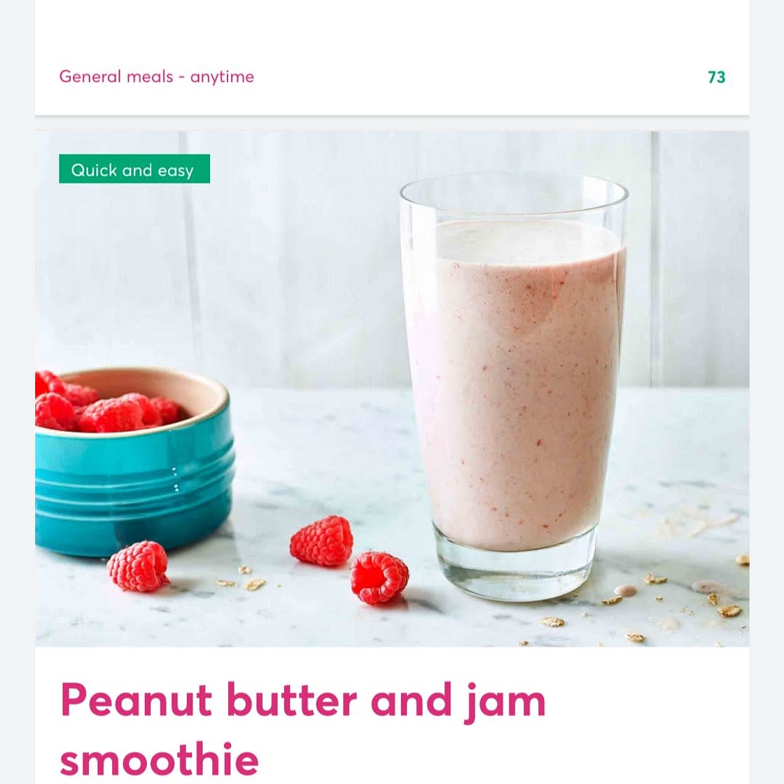 Peanut butter and jam 
smoothie