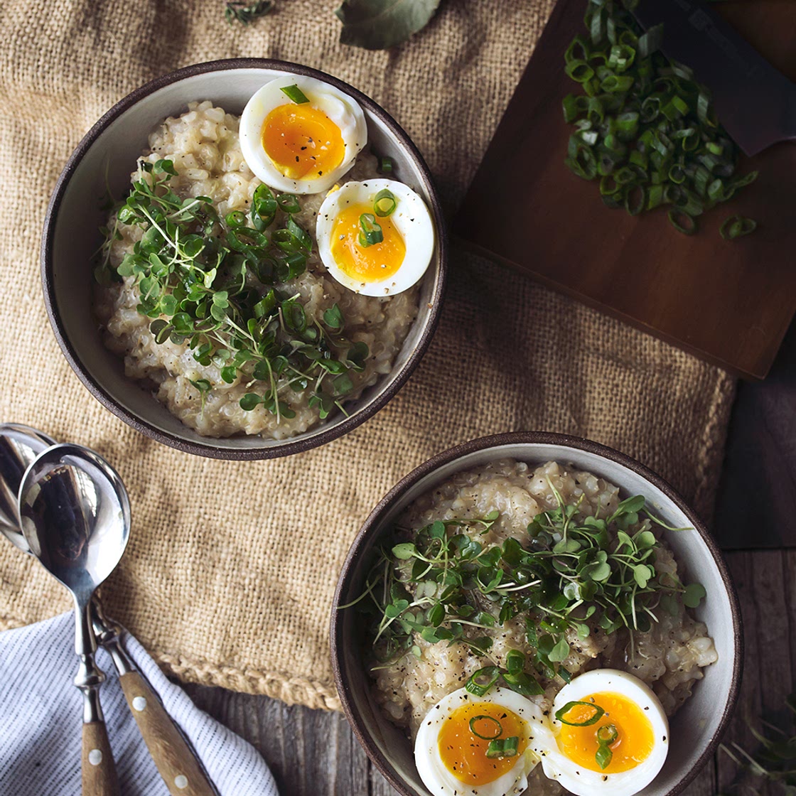 Savory Sprouted Grain Breakfast Porridge with Soft Cooked Egg {Gluten-free} - Tasty Yummies