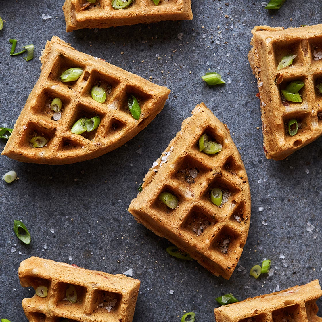 Savory Cassava Flour Waffles with Bacon and Scallions