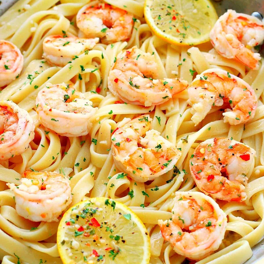 shrimp scampi with fresh linguine