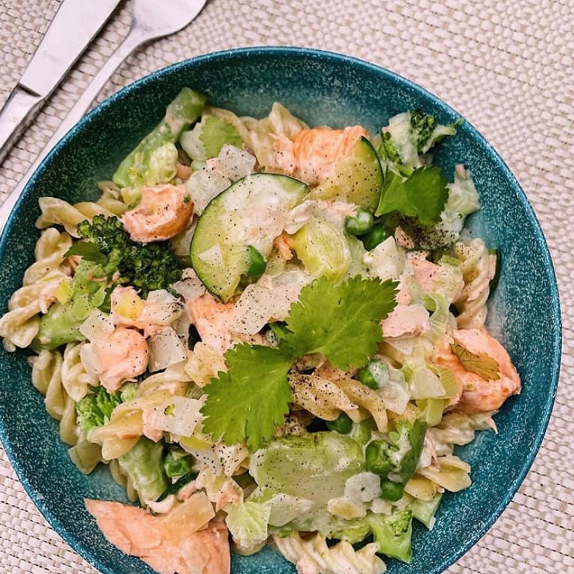 Salmon & Greens with Pasta