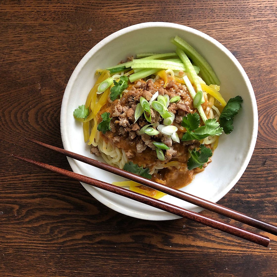 A recipe for a spicy bowl of dan dan noodles that wakes up the taste buds
