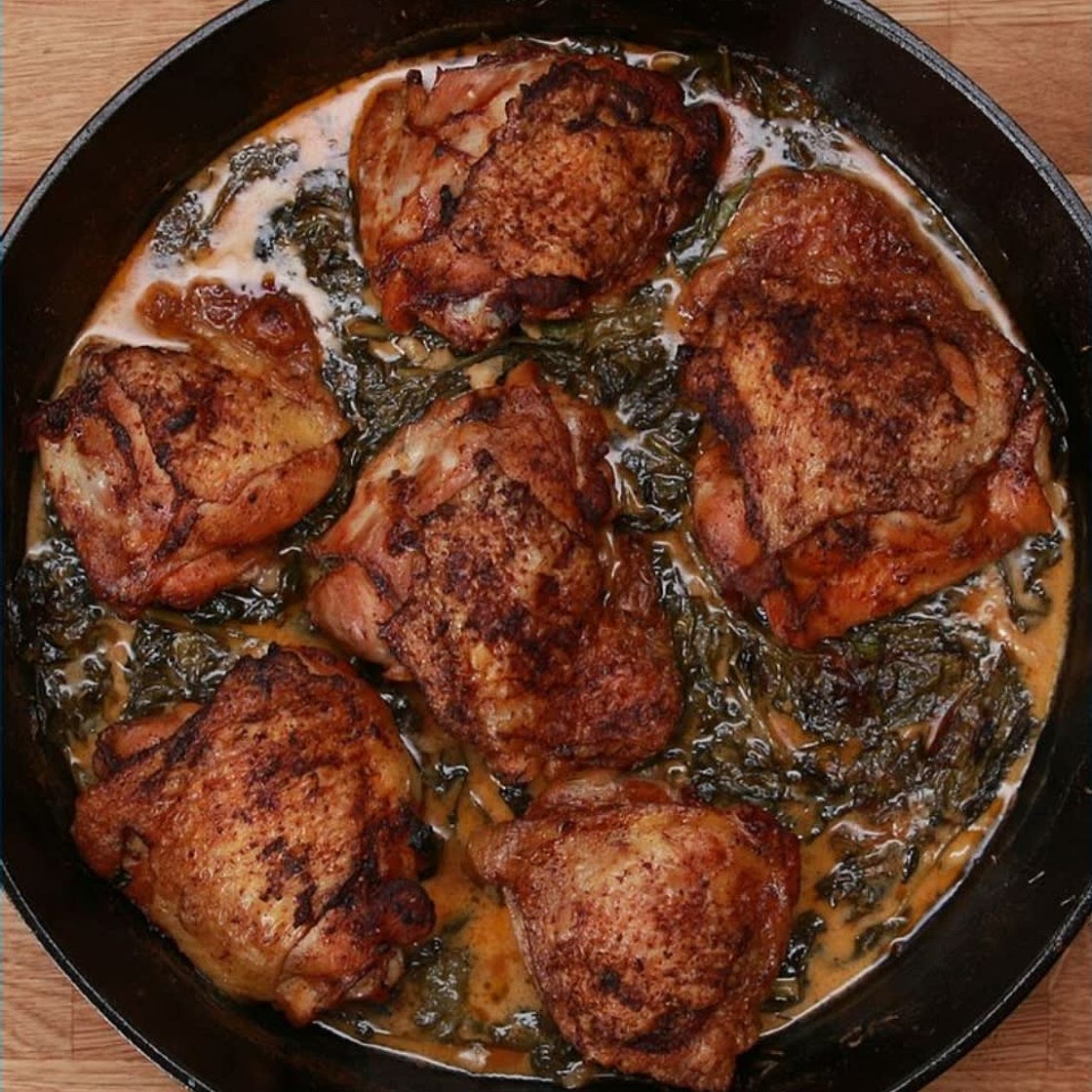 Spinach lemon butter chicken pot skillet