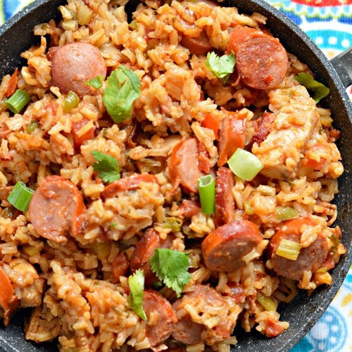 30 Minute Cheesy Chicken Jambalaya