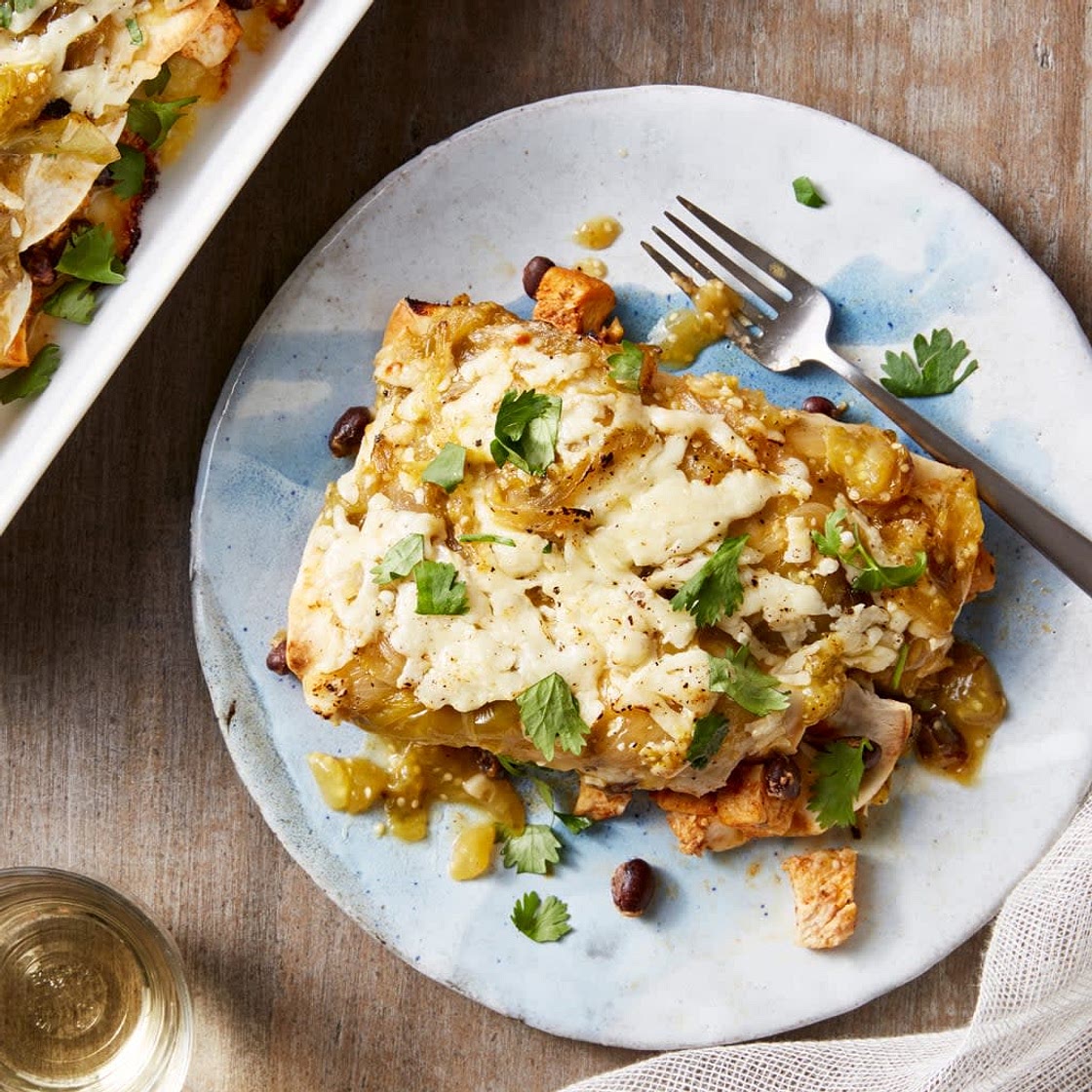 Cheesey Chicken and Black Bean Enchilladas