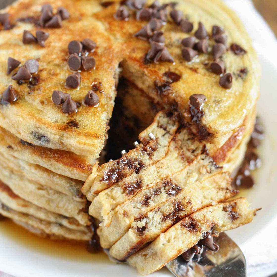 Fluffy Chocolate Chip Pancakes