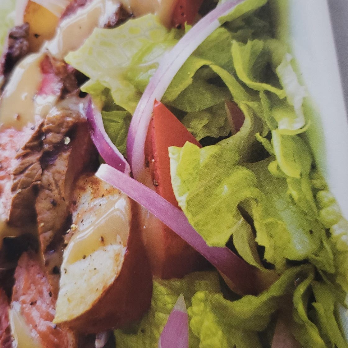 Grilled Steak and Potato with Salad