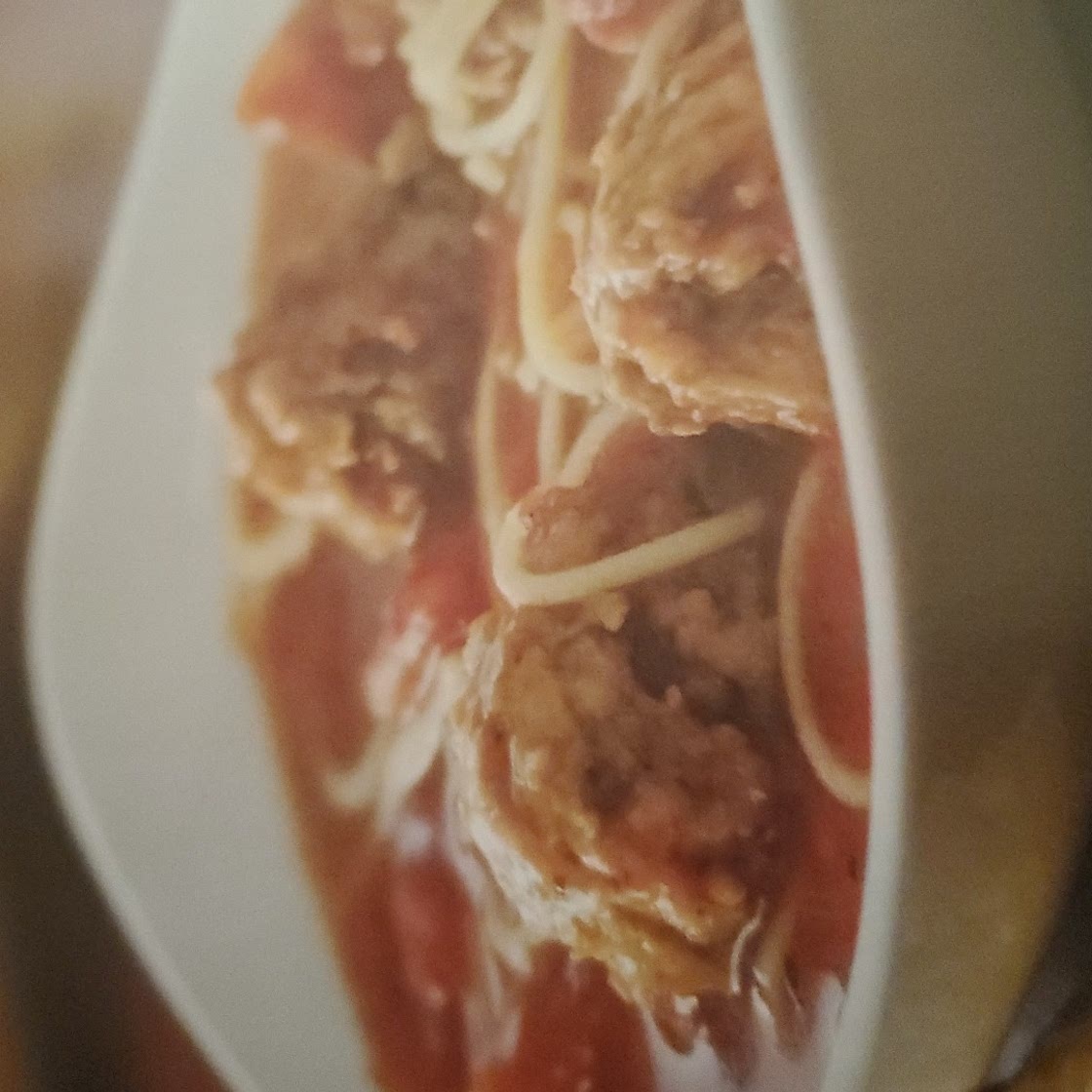 Spicy Angel Hair Pasta and Meatball Soup
