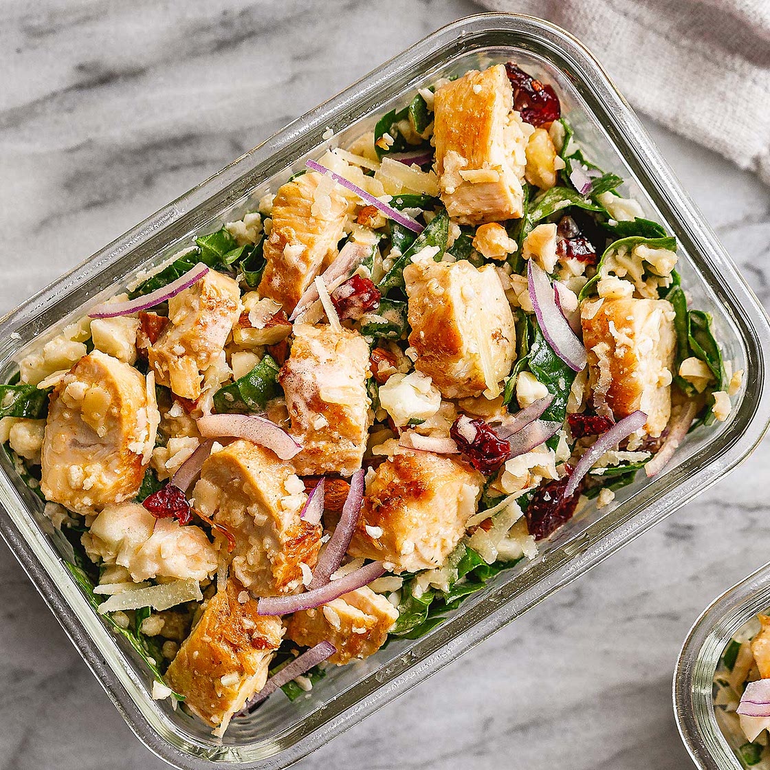 Meal Prep Chicken Spinach Cauliflower Salad