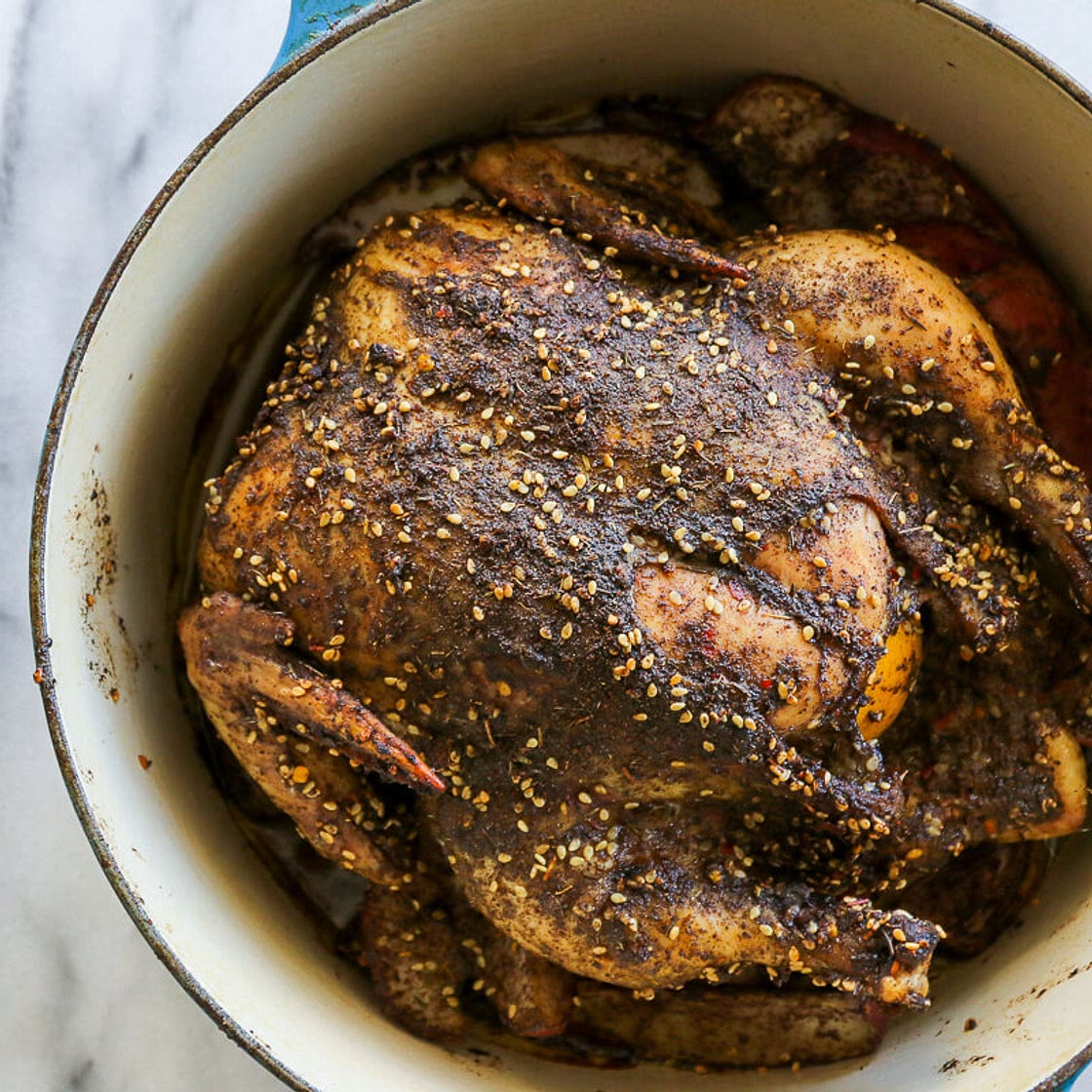 Za'atar Roasted Chicken Over Sumac Potatoes