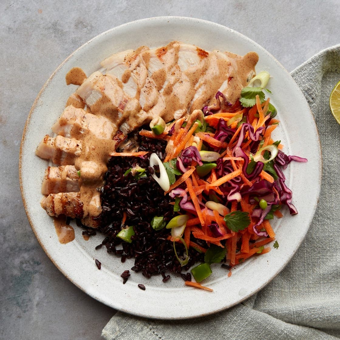 MC - Pan-fried pork, Asian slaw & peanut dressing