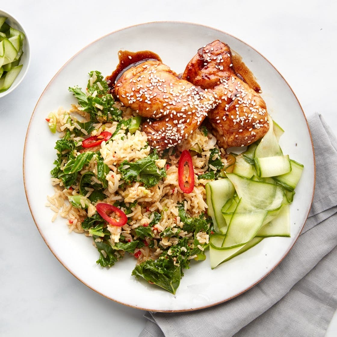 MC - Sesame chicken, egg & spinach rice
