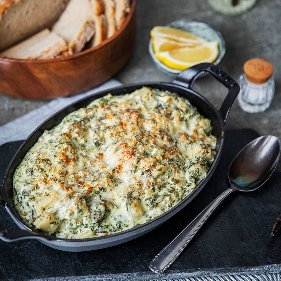 Jillian's UK-tweaked Artichoke Spinach Dip from Brit's Pub in Minneapolis