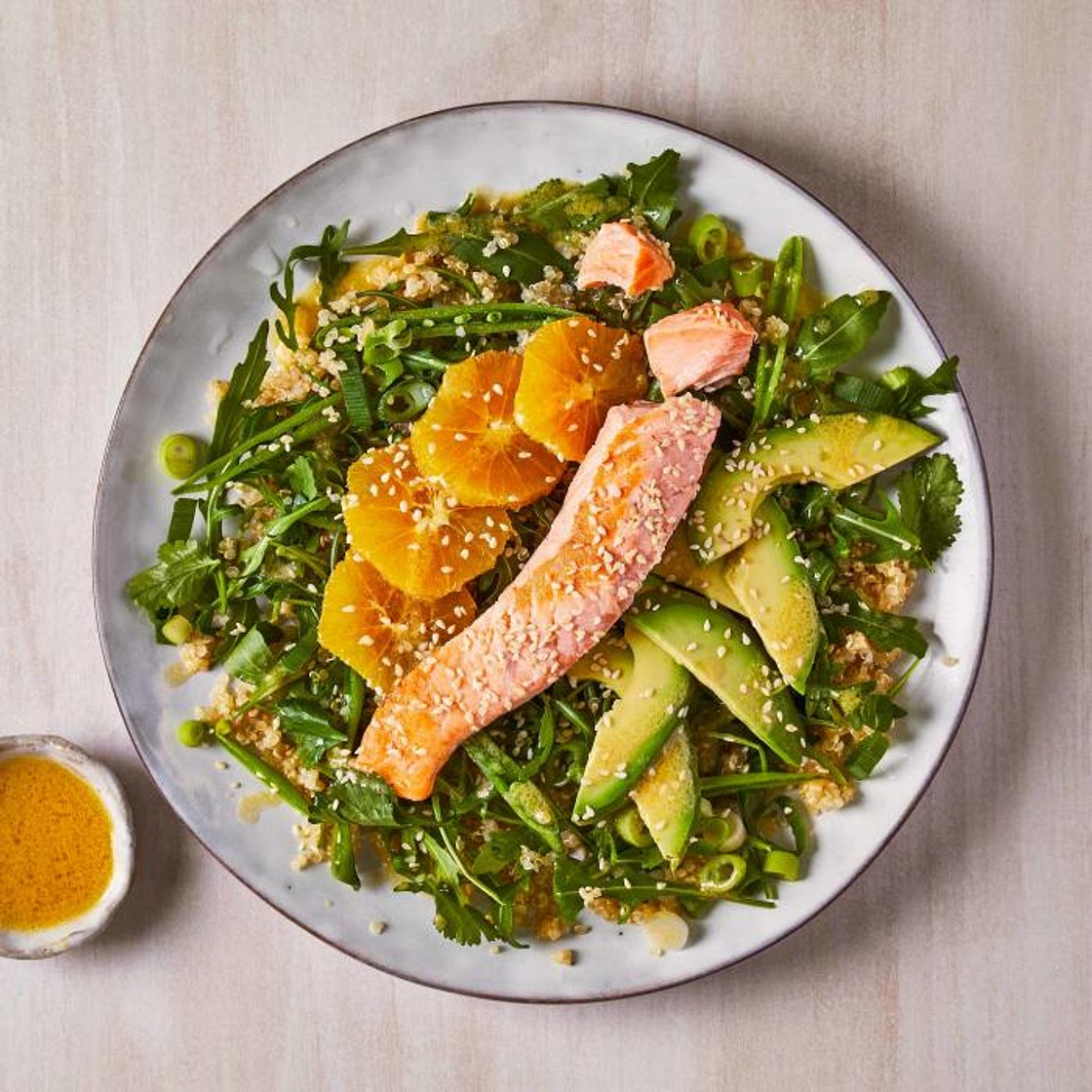 G - Salmon Salad With Orange-Miso Dressing