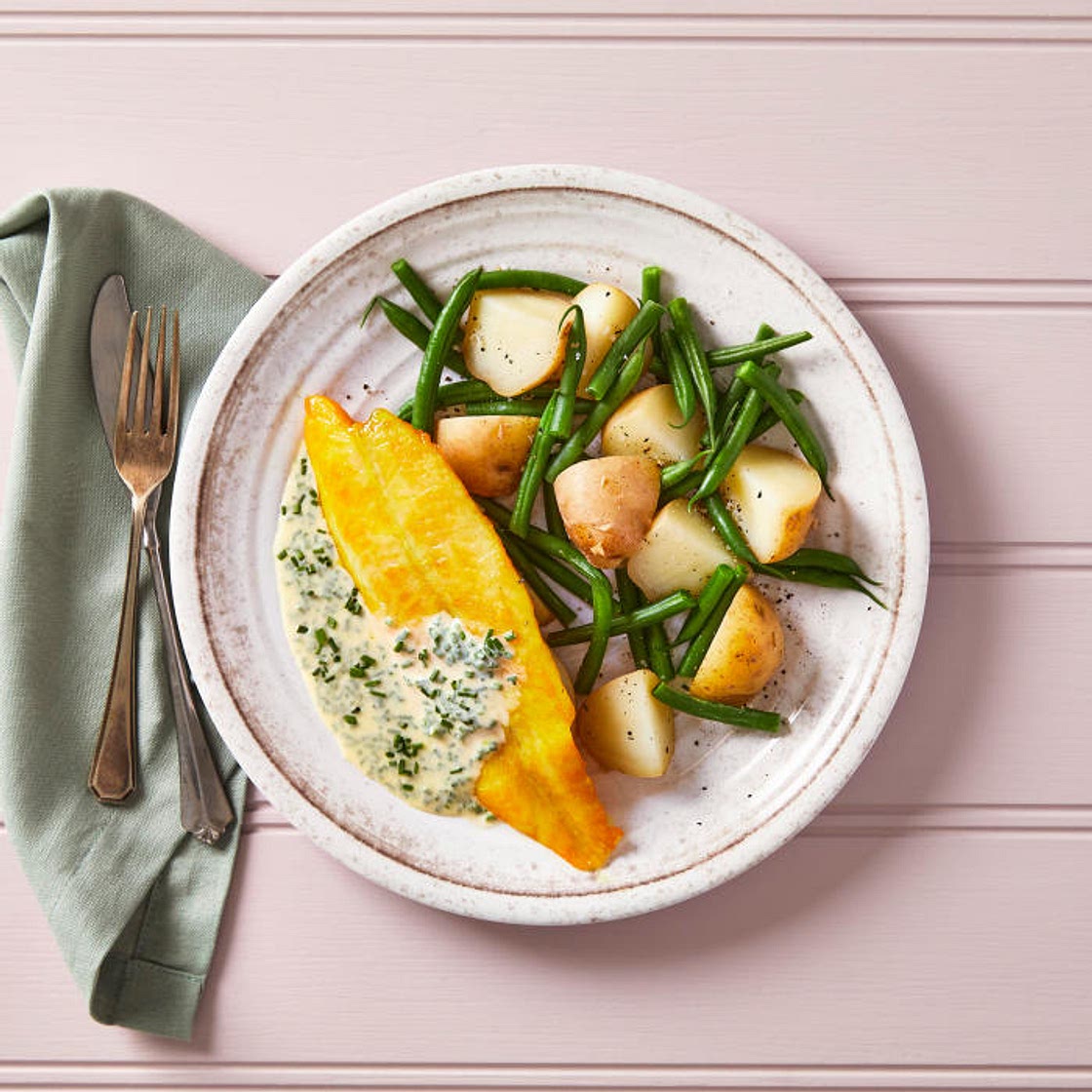 G - Smoky Fish With Chive Butter Sauce, Green Beans