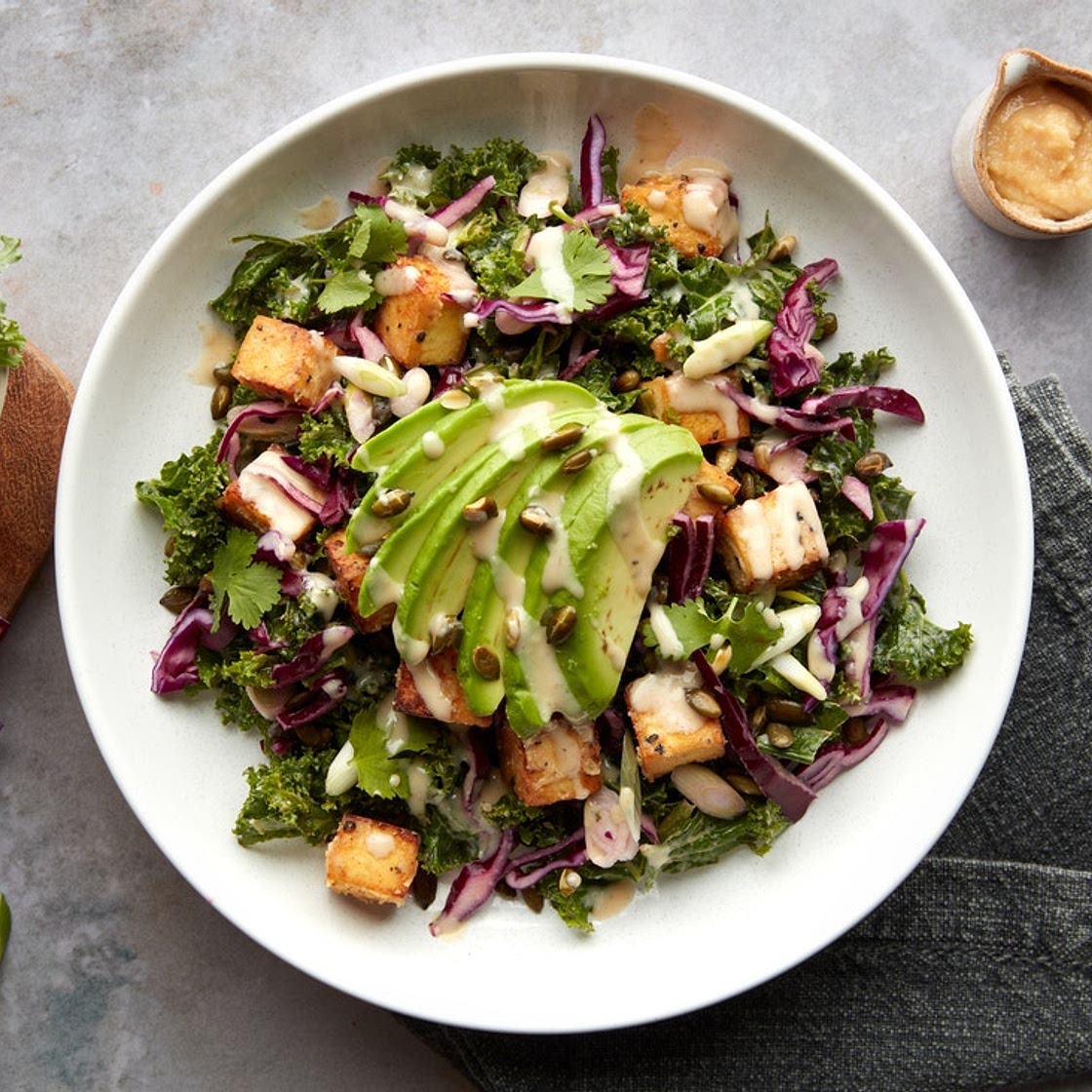 MC - Tofu, avocado & kale salad with tahini dressing