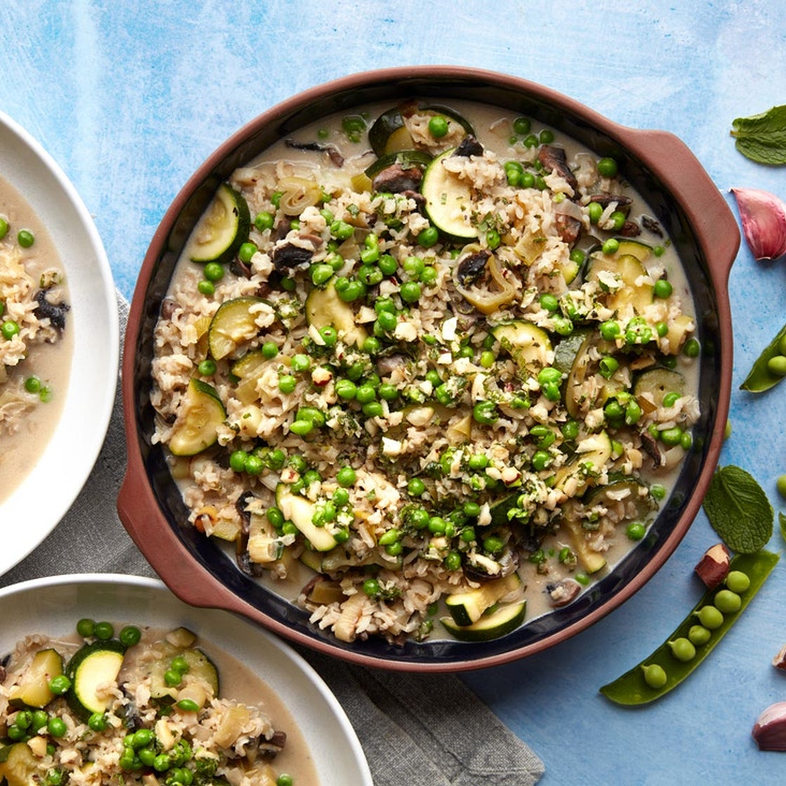 MC - Garden risotto with crushed mint & pea pesto