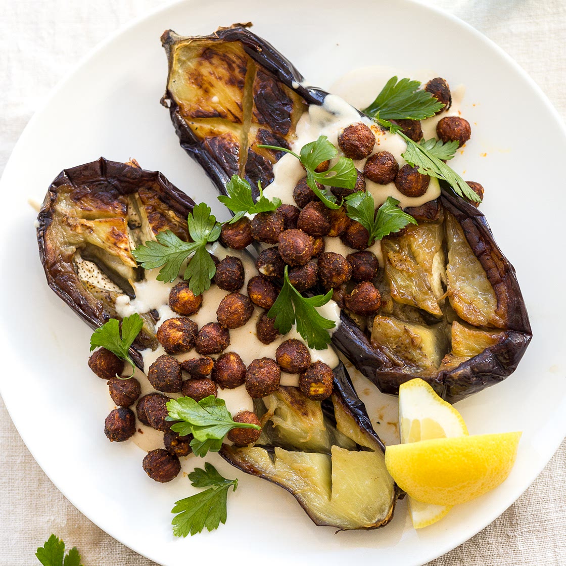 Pan-Roasted Eggplant, Spiced Hazelnuts and Tahini - Whole30/Paleo