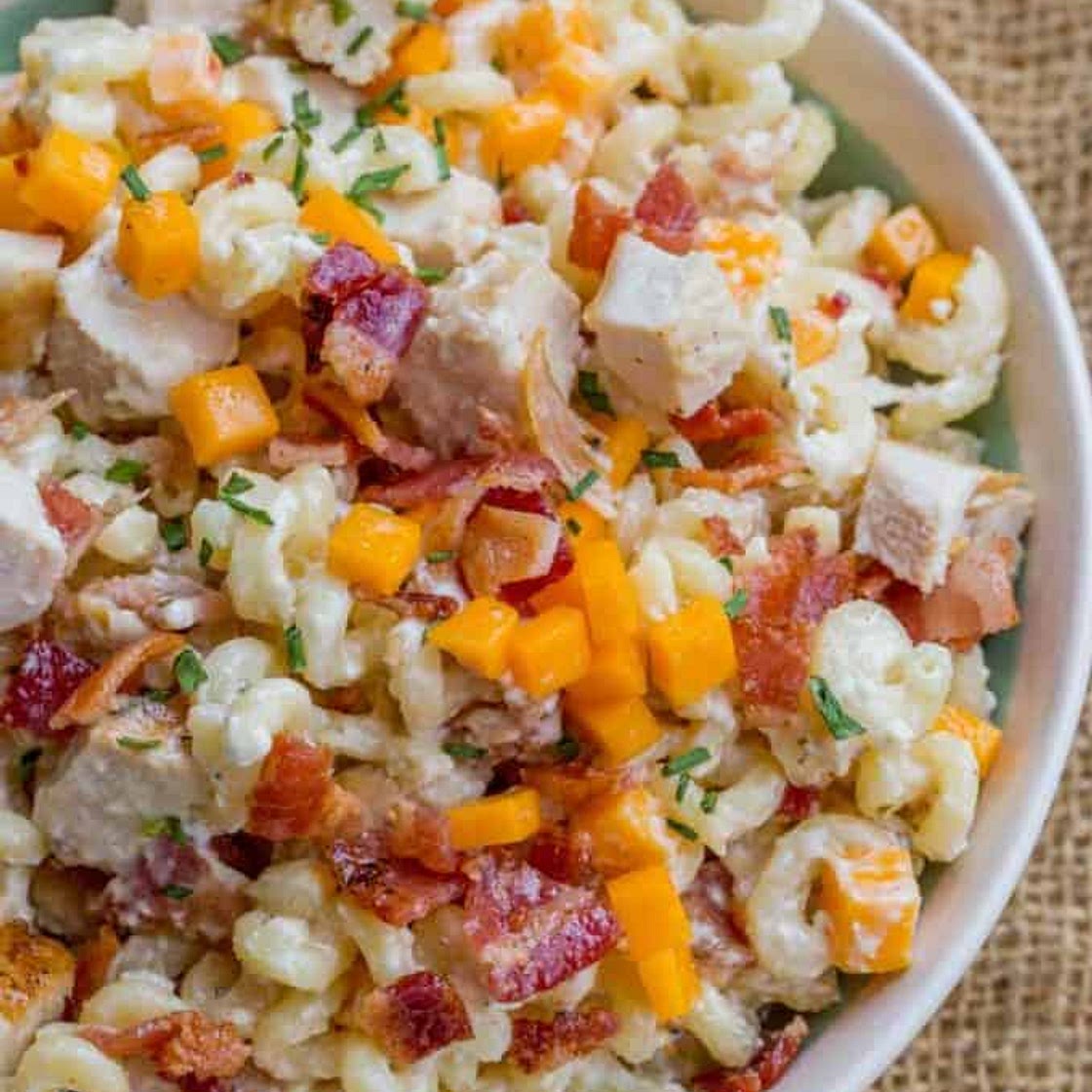 Bacon Ranch Chicken Pasta Salad