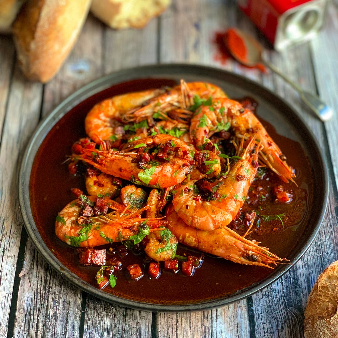 Gambas Pil Pil with Smoky Chorizo