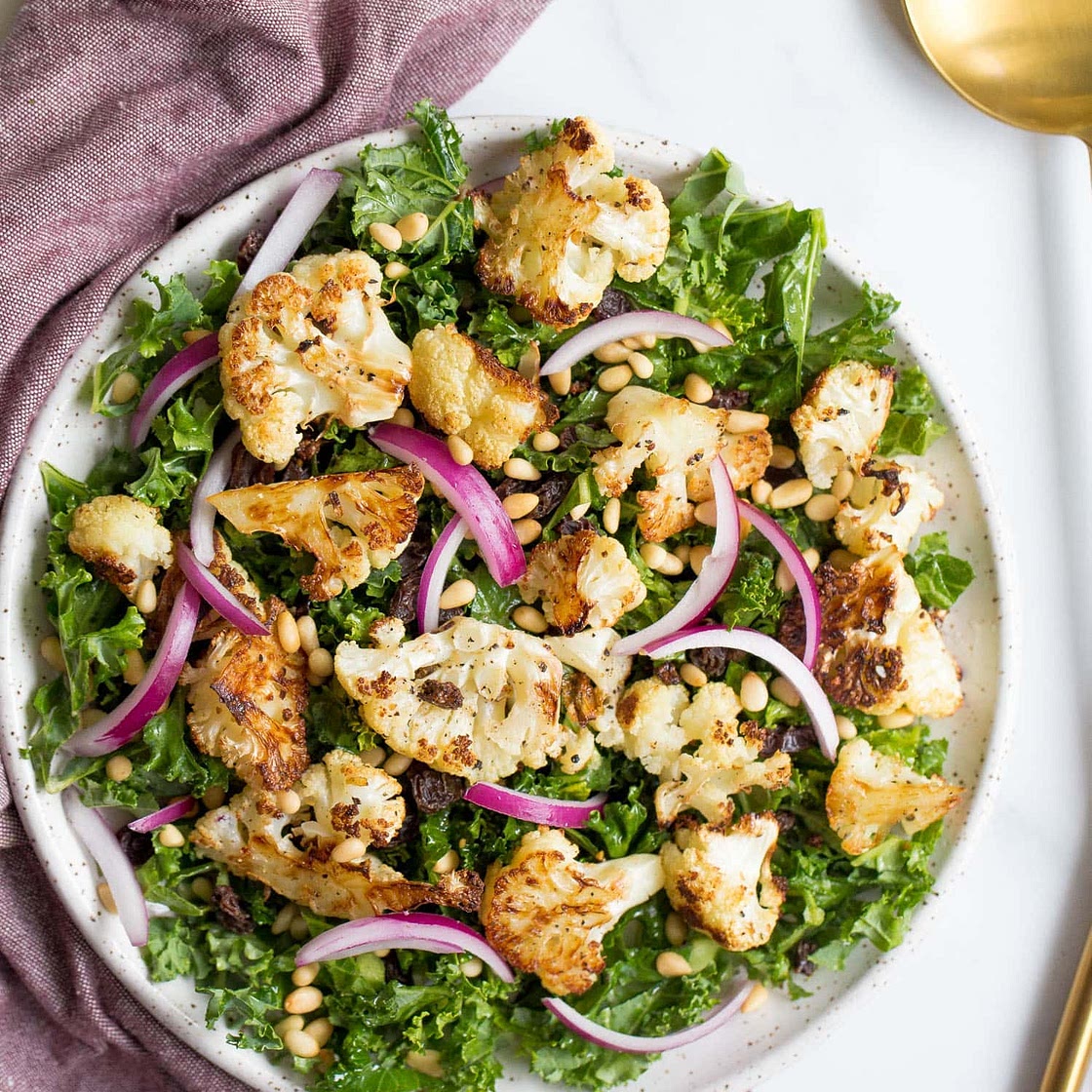 Roasted Cauliflower Salad with Lemon Tahini Vinaigrette