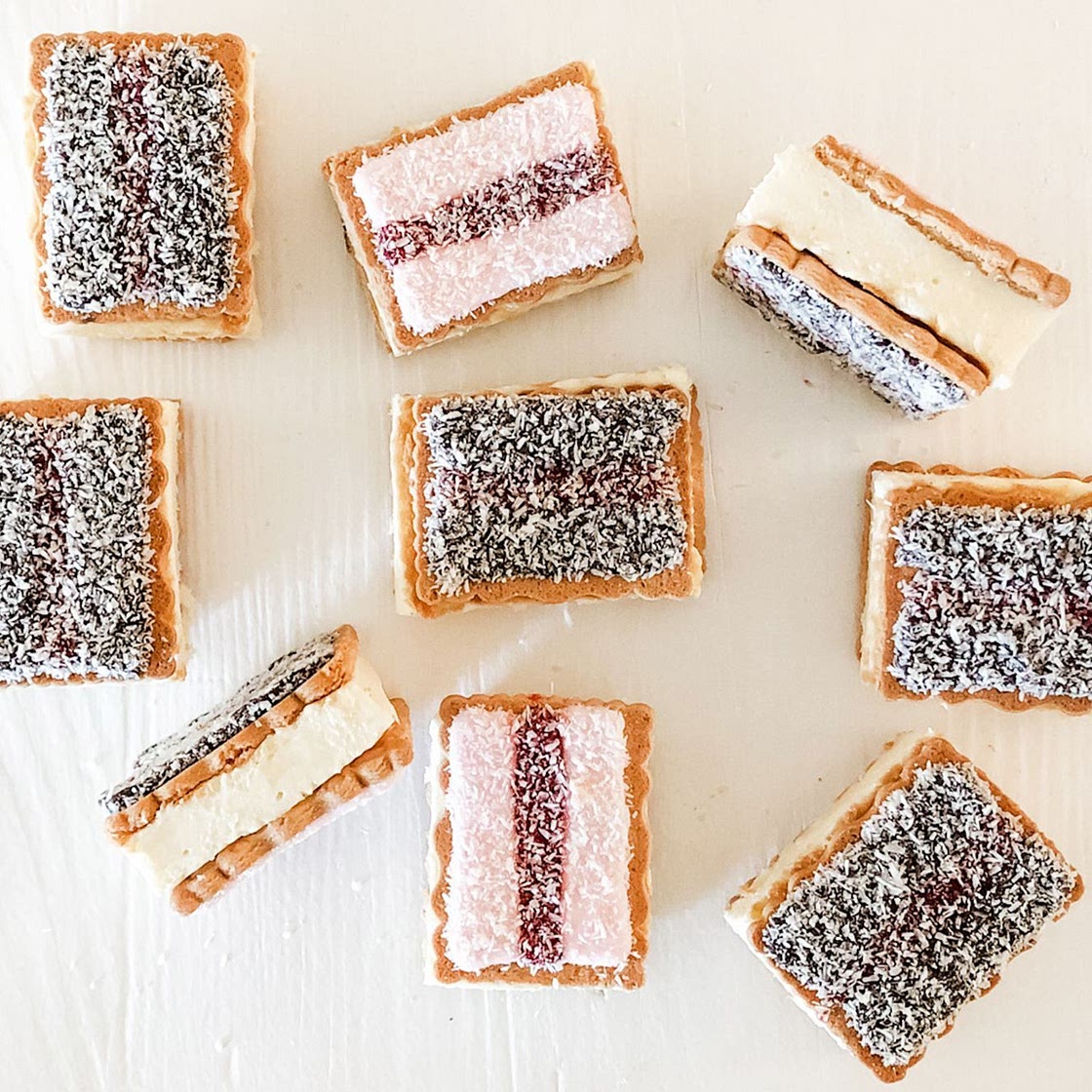 Iced VoVo lamington cheesecake slice