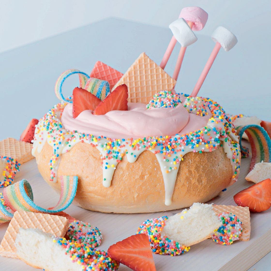 Fairy bread cob loaf dip recipe