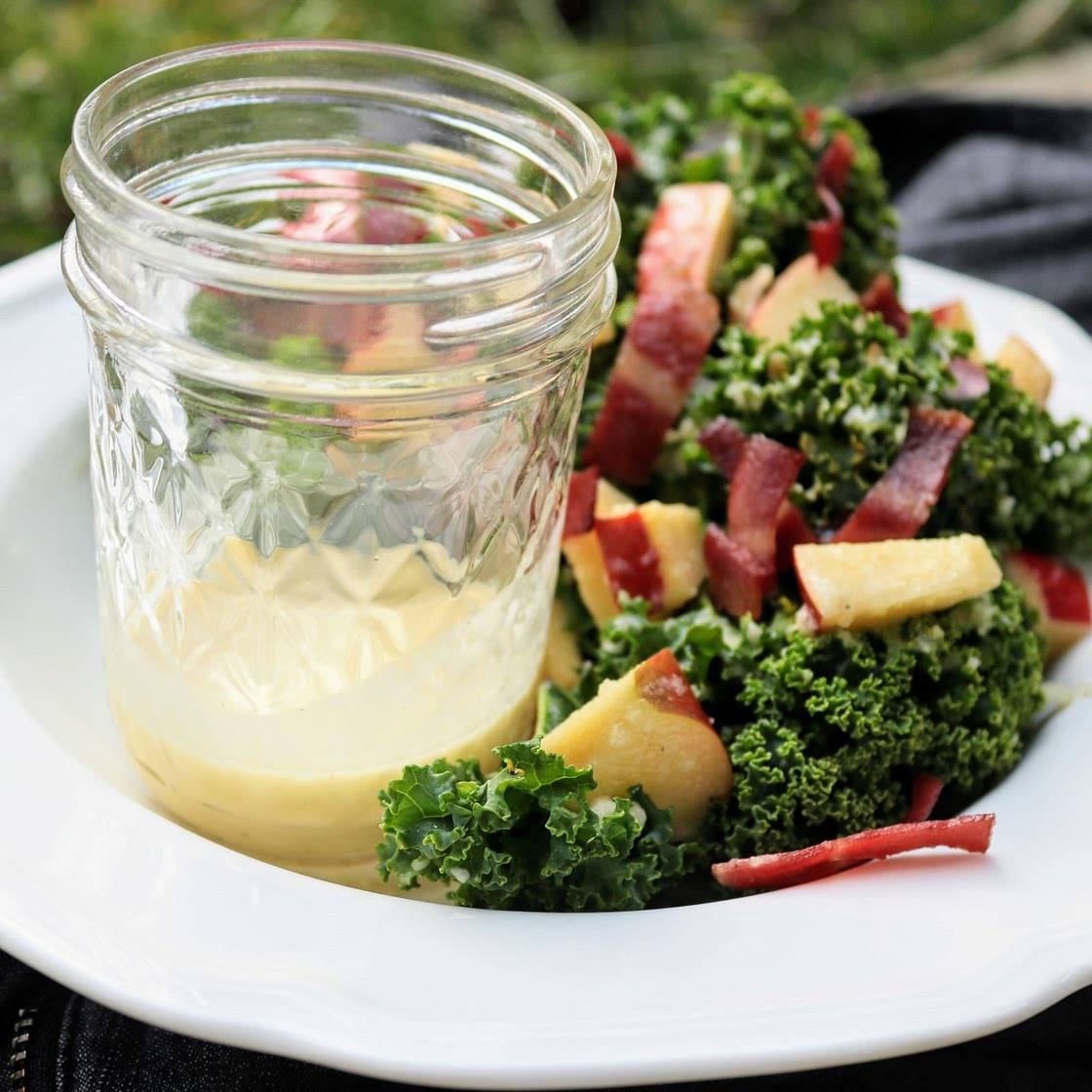 Fuji Apple Bacon and Kale Salad with Apple Cider Vinaigrette