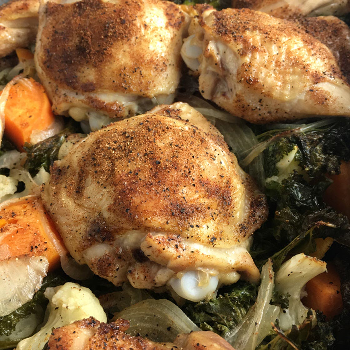 One-Pan Roast Chicken and Kale
