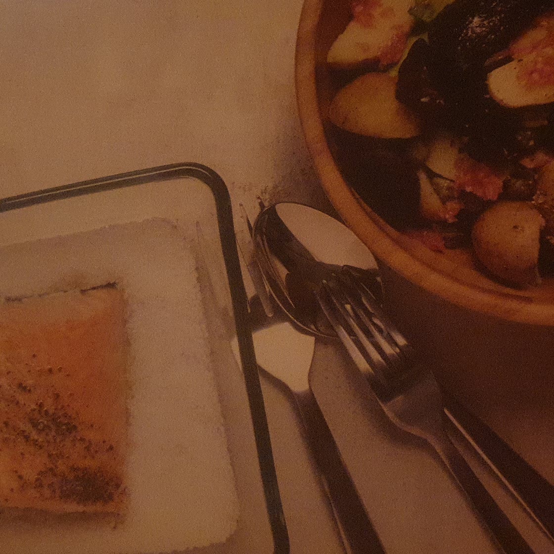 Salt-baked salmon with potato & beetroot salad