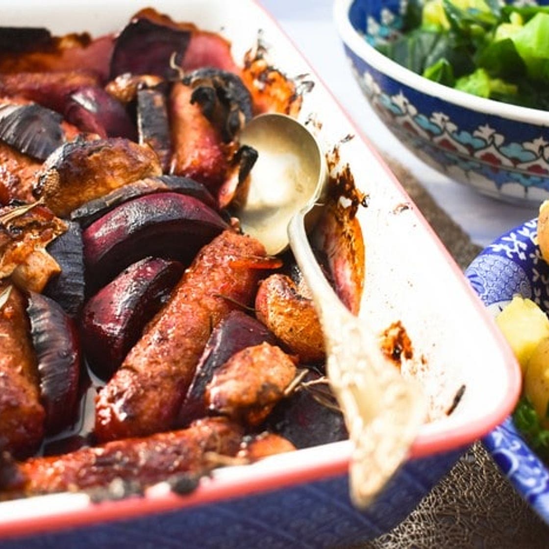 Sticky Marmalade Sausage Bake (Vegan)