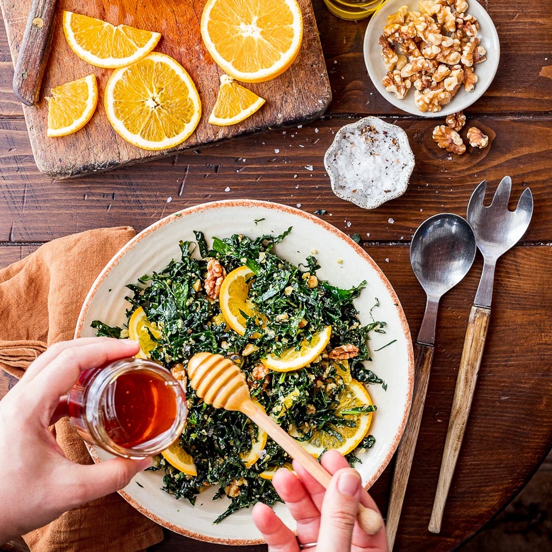Cavolo nero salad with walnuts and orange