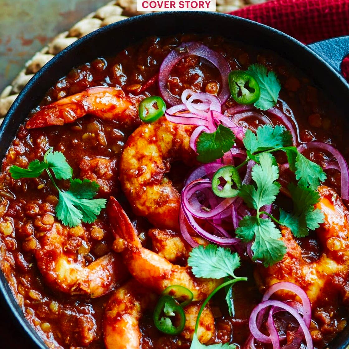 One-pot prawn & lentil curry
