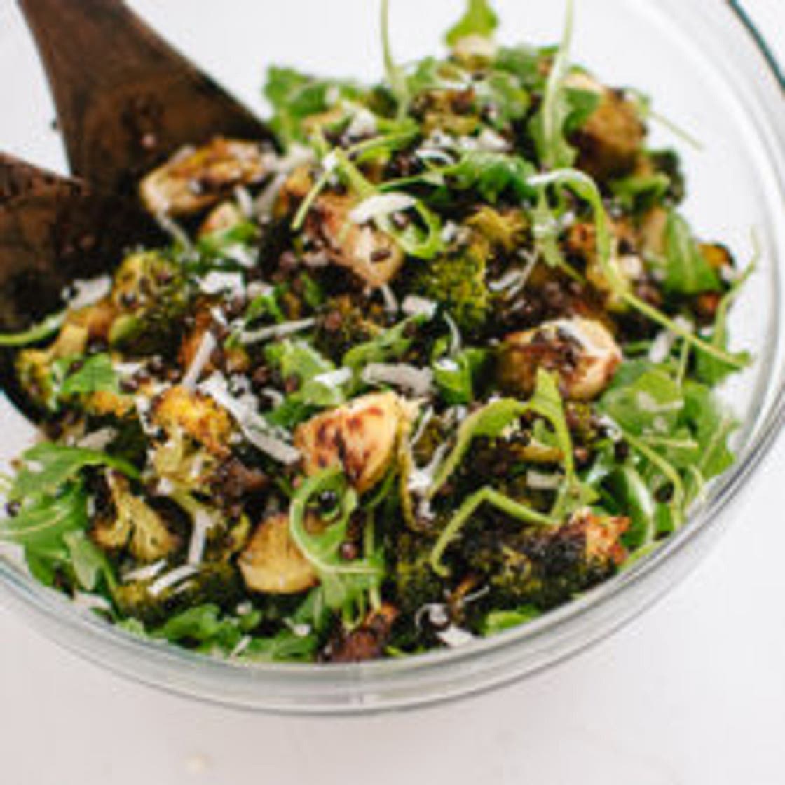 Lemony Roasted Broccoli, Spinach and Chicken Salad
