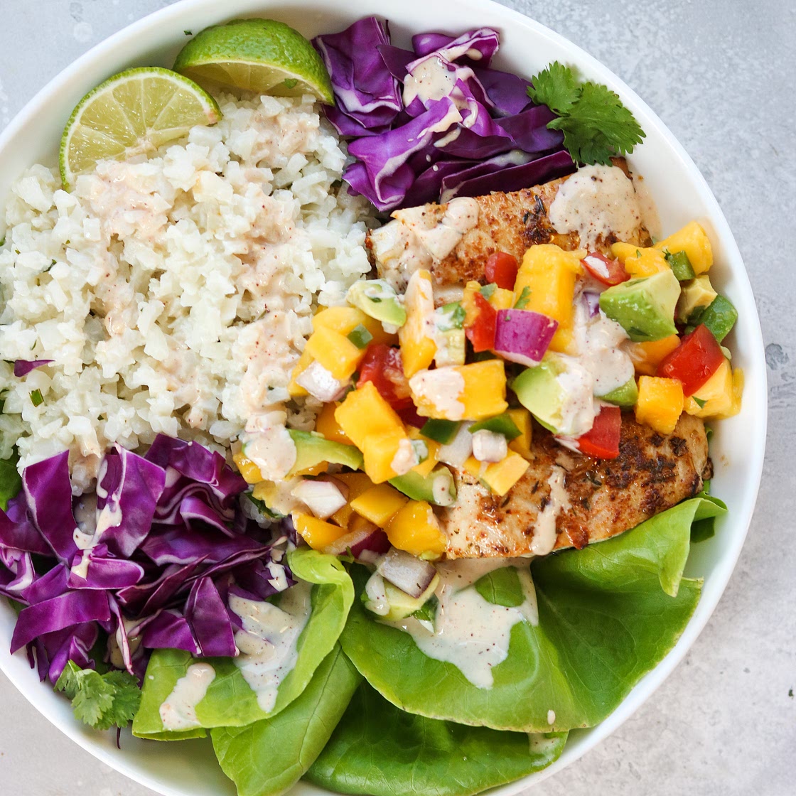 Whole30 Fish Taco Bowls with Mango Salsa