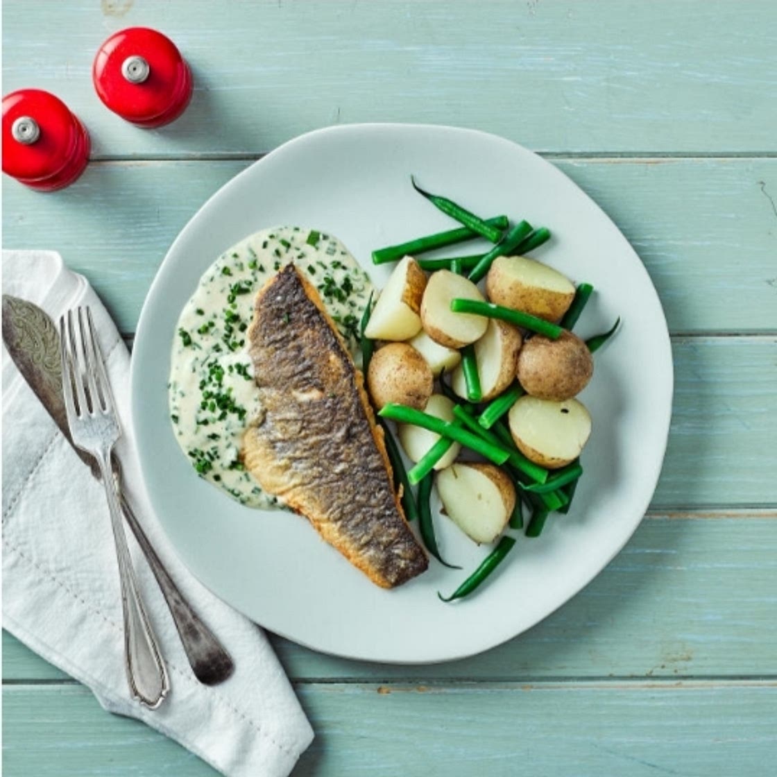 Pan-Fried Sea Bass With Chive Butter Sauce