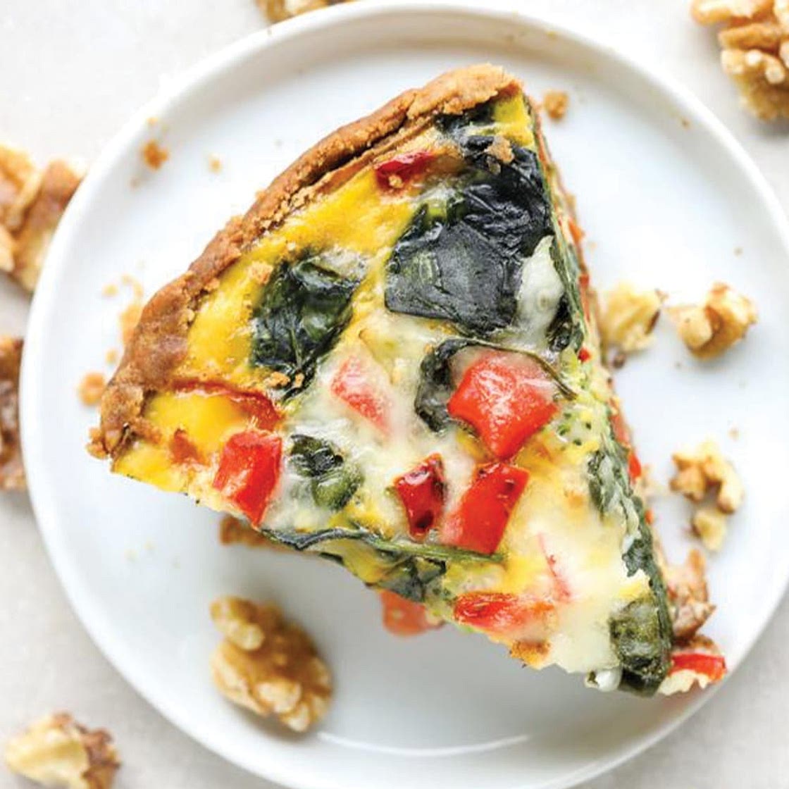 Veggie Quiche with Walnut Crust