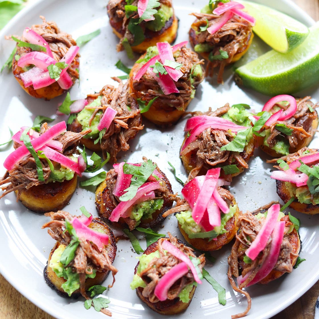 Fried Plantain and Barbacoa Beef Sliders
