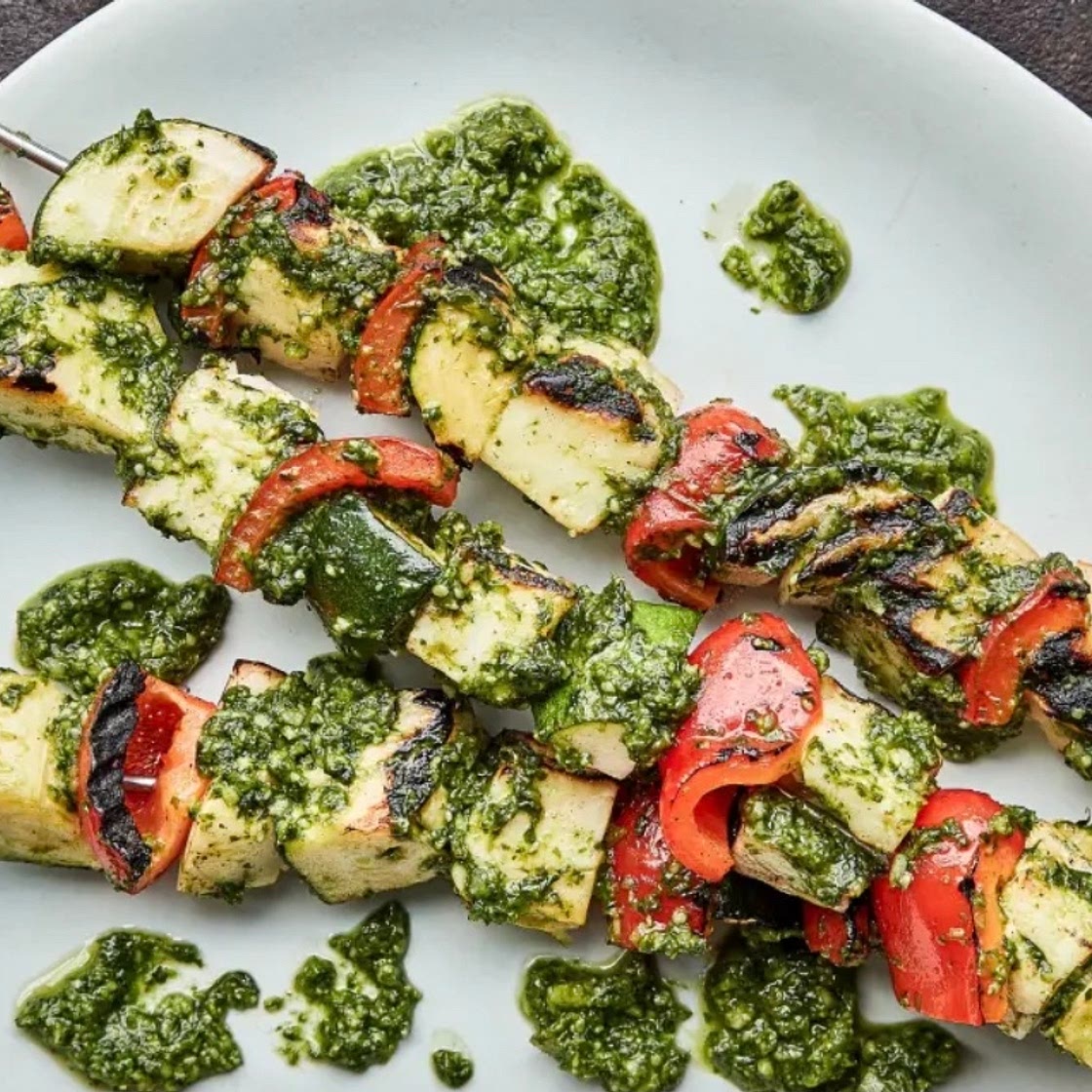 Halloumi Kebabs with Pesto 
